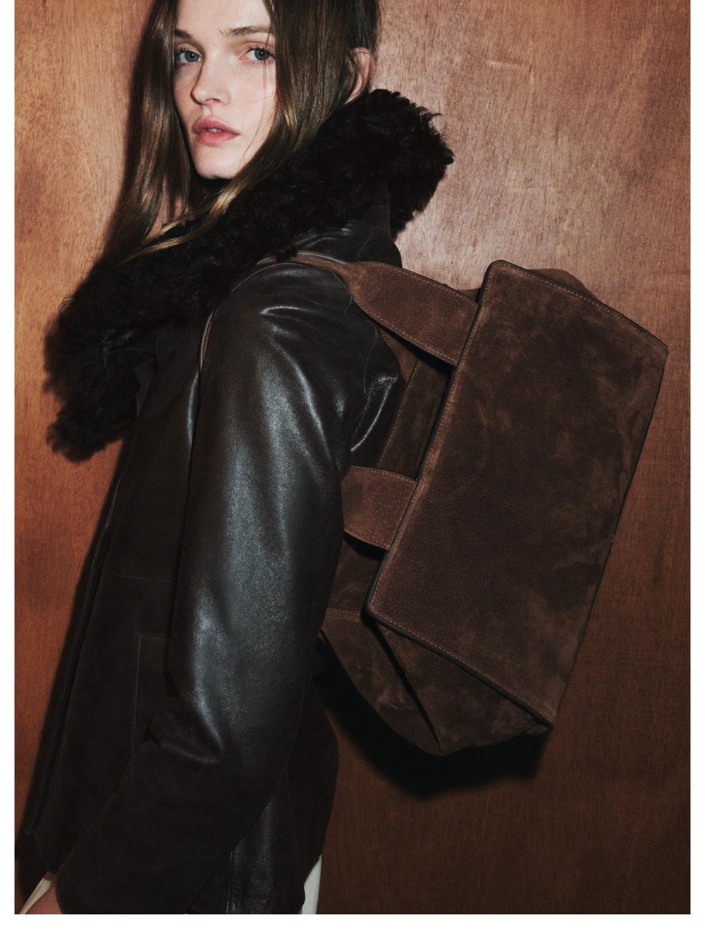 Zara Dark Brown Suede Backpack